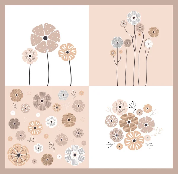 Conjunto Elementos Florales Para Diseño Fondo Flores — Archivo Imágenes Vectoriales