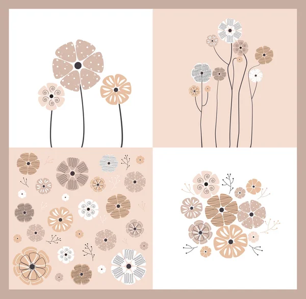 Conjunto Elementos Flores Para Design Fundo Flor —  Vetores de Stock