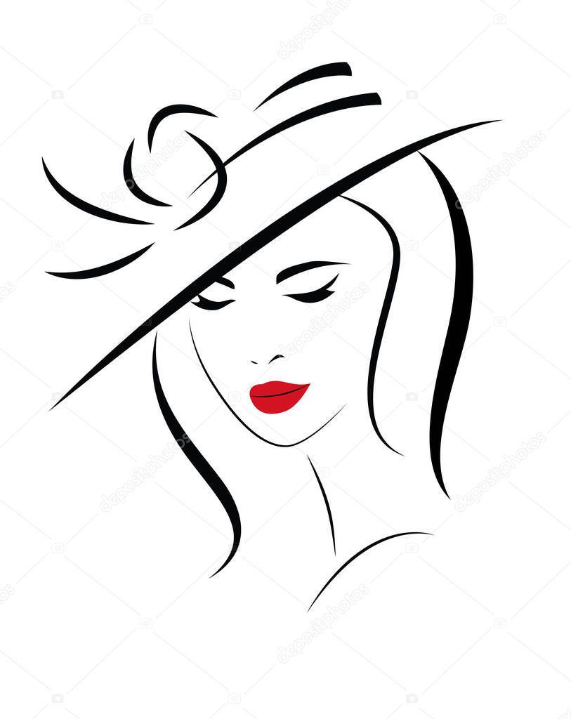 Pretty Woman with long hair in hat