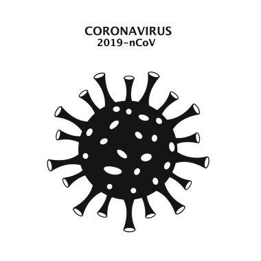 Siyah renkli Coronavirus simgesi beyaza izole edildi