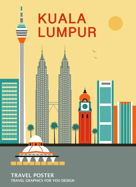 Kuala Lumpur Stad Resor Bakgrund — Stock vektor