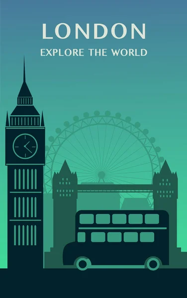 Vector London Ville Angleterre Silhouette — Image vectorielle