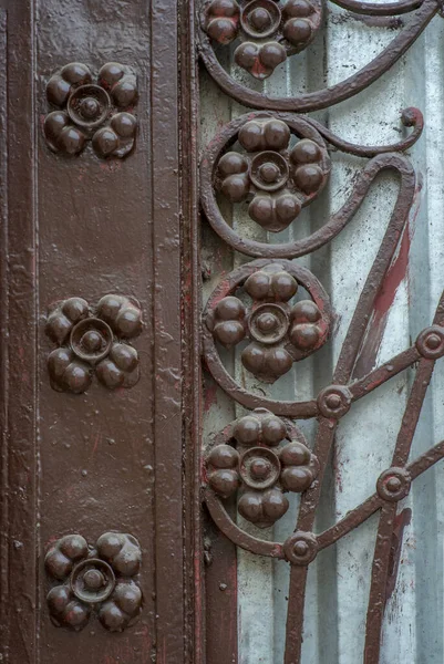 Όμορφα Βαμμένα Μεταλλικά Στοιχεία Της Πόρτας — Φωτογραφία Αρχείου