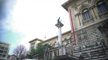 Palais de Rumine, Kütüphane ve Lozan Müzesi ile bina eski Panoraması