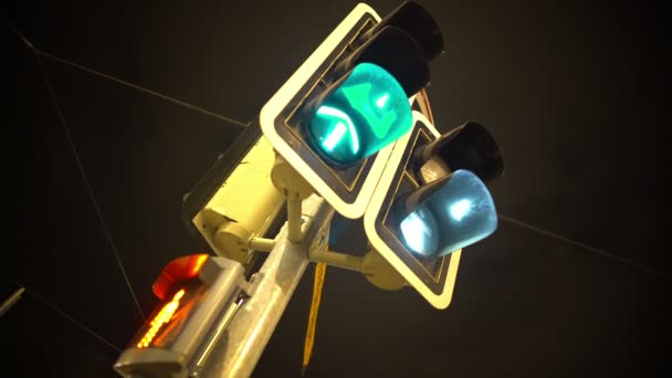 Traffic lights blinking with different colors, public transportation and rules — Stock Video