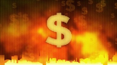 Dolar işareti vınlamak içinde kırmızı bir arka plan, finansal kriz, borç varsayılan, tekel
