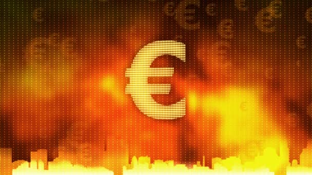 Sinal de Euro a girar. Economia mundial, circulação de dinheiro, negócio, mercado de ações — Vídeo de Stock