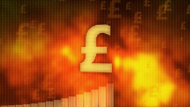 Pound stijgen op rode achtergrond, krijgt munt waarde, financiële crisis afgewend — Stockvideo