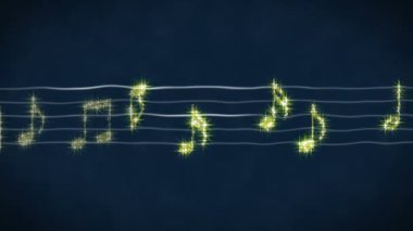 Sayfa, karaoke şarkı, konser programında Led ekran üzerinde hareket parlak altın müzik notlar