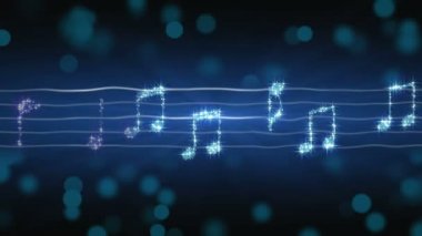 Parlak gümüş müzik notları taşıma sayfasında, yeni yıl kutlama, karaoke şarkı