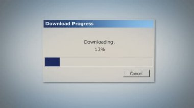 Mavi durum çubuğunda, yüzdesini gösteren ilerleme Retro indirme iletişim kutusu