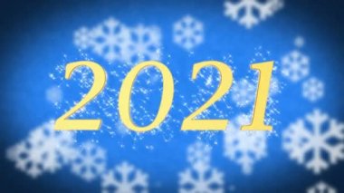 Mavi karlı arka plan, ekran koruyucu 2021 yaratıcı yeni yıl kutlama mesajı