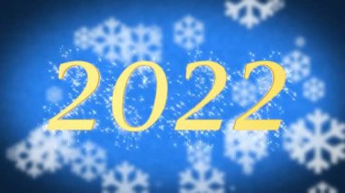 Mavi karlı arka plan, ekran koruyucu 2022 yaratıcı yeni yıl kutlama mesajı