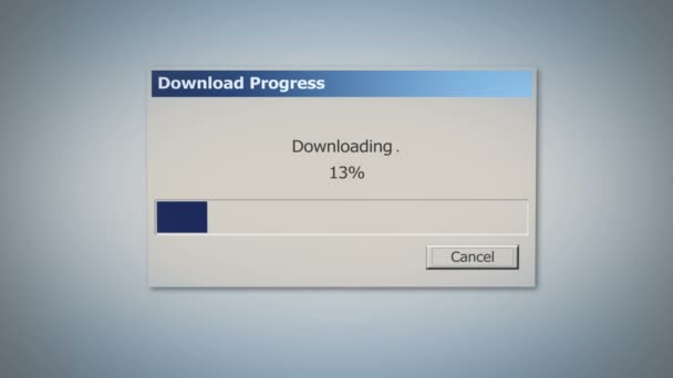 Retro downloaden in het dialoogvenster met blauwe status bar, percentage weergegeven: vooruitgang — Stockvideo