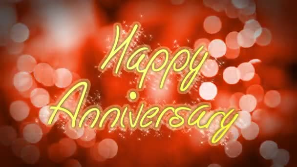 Romantic Happy Anniversary congratulation message on red background, celebration — Stock Video