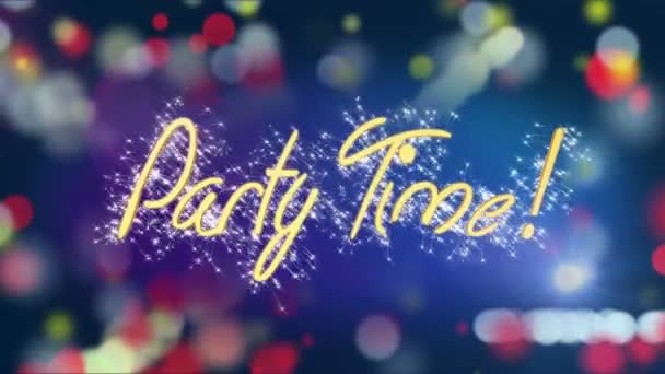 Colorful background with Party Time message, birthday, anniversary celebration — Stock Video