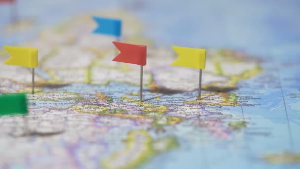 World tour route marked with pins on map, travel destinations, active lifestyle
