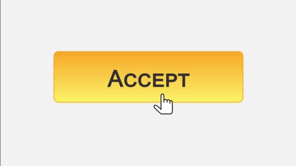 Aceptar botón de interfaz web hace clic con el cursor del ratón, opción de color diferente — Vídeo de stock