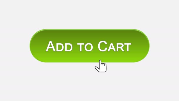 Adicionar ao carrinho botão de interface web clicado com o cursor do mouse, cores diferentes — Vídeo de Stock