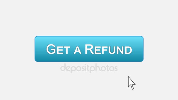 Obtenha um botão de interface web de reembolso clicado com o cursor do mouse, cores diferentes — Vídeo de Stock