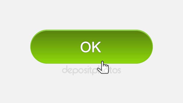 Ok botão de interface web clicado com o cursor do mouse, escolha de cor diferente — Vídeo de Stock