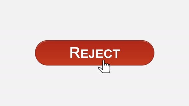 Rejeitar botão de interface web clicado com o cursor do mouse, escolha de cor diferente — Vídeo de Stock