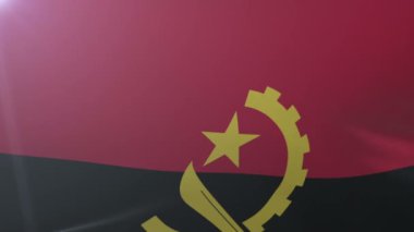 Bayrak bayrak direğine rüzgarda, özgürlük'ın ulusal sembolü üzerinde Angola sallayarak