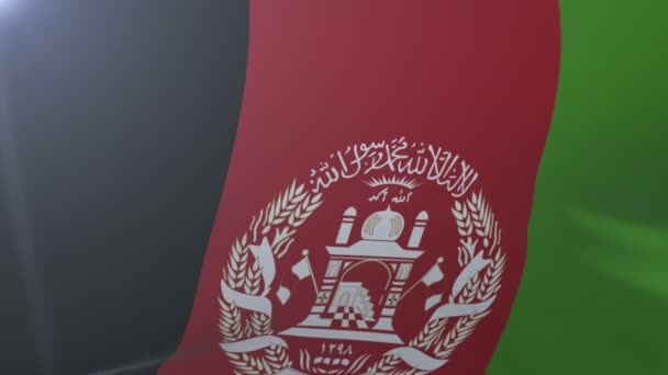 Flag of Afghanistan waving on flagpole in the wind, national symbol of freedom — Stock Video