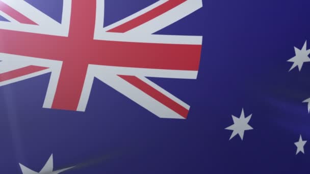 Flagge Australiens weht an Fahnenmast im Wind, nationales Symbol der Freiheit — Stockvideo