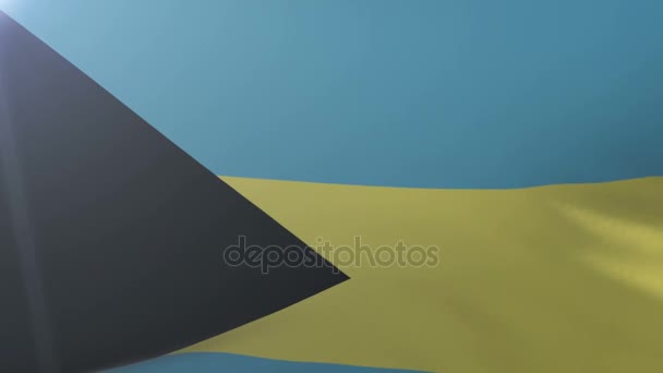 Σημαία της Μπαχάμες κυματίζει στο κοντάρι σημαίας στον άνεμο, εθνικό σύμβολο της ελευθερίας — Αρχείο Βίντεο