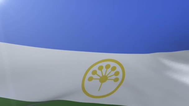 Прапор Башкортостану махав на флагштока на вітрі, Національний символ свободи — стокове відео