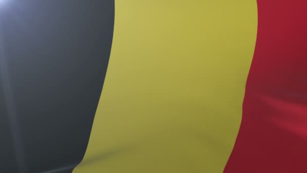 Belgiens flag vinker på flagstang i vinden, nationalt symbol på frihed – Stock-video