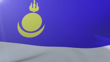 Bayrak bayrak direğine rüzgarda, özgürlük'ın ulusal sembolü üzerinde Buryatia sallayarak
