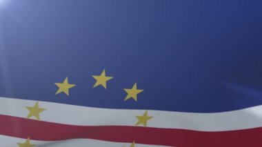 Cape Verde bayrak direğine rüzgarda, özgürlük'ın ulusal sembolü sallayarak bayrak
