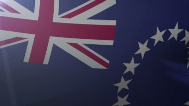 Cook Adaları üzerinde bayrak direğine rüzgarda, özgürlük'ın ulusal sembolü sallayarak bayrağı