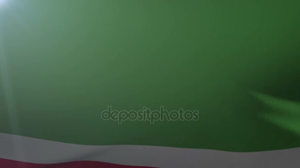 Vlag van de Tsjetsjeense Republiek Itsjkerië wuiven in de wind, nationale symbool van vrijheid — Stockvideo