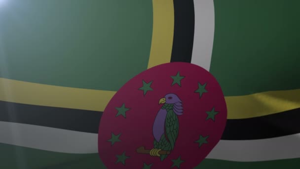 Flag af Dominica vinker på flagstang i vinden, nationalt symbol på frihed – Stock-video