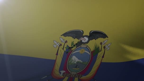 Bayrak bayrak direğine rüzgarda, özgürlük'ın ulusal sembolü üzerinde Ekvador sallayarak — Stok video