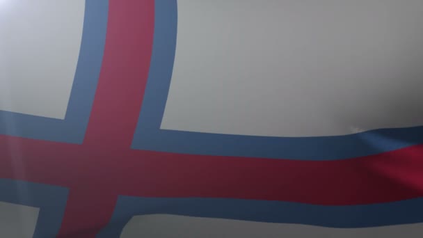 Прапор махав Фарерські острови на флагштока на вітрі, Національний символ свободи — стокове відео