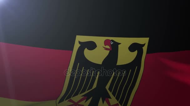 Flag of Germany waving on flagpole in the wind, national symbol of freedom — Stock Video