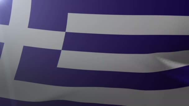 Σημαία της Ελλάδας κυματίζει στο κοντάρι σημαίας στον άνεμο, εθνικό σύμβολο της ελευθερίας — Αρχείο Βίντεο