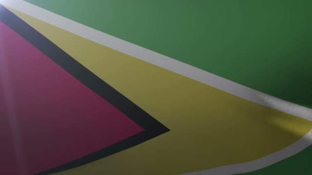 Flagga Guyana viftande på flaggstång i vinden, nationell symbol för frihet — Stockvideo