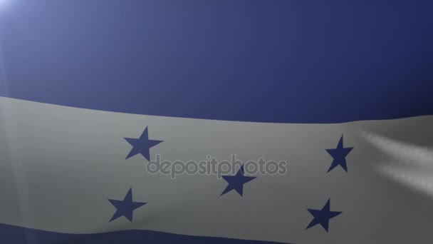 Vlag van Honduras zwaaien op vlaggenmast in de wind, het nationale symbool van vrijheid — Stockvideo