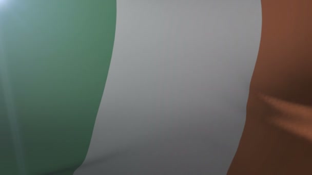 Флаг Ирландии, размахивающий на флагштоке на ветру, национальный символ свободы — стоковое видео