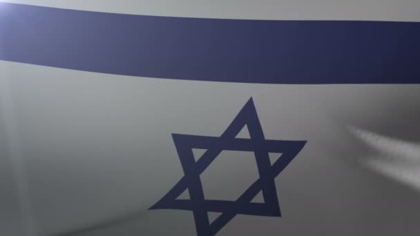 Флаг Израиля, машущий на флагштоке на ветру, национальный символ свободы — стоковое видео