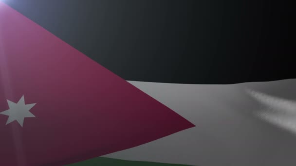 Σημαία της Ιορδανίας κυματίζει στο κοντάρι σημαίας στον άνεμο, εθνικό σύμβολο της ελευθερίας — Αρχείο Βίντεο