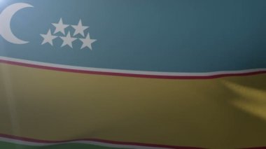 Bayrak bayrak direğine Rüzgar, özgürlük'ın ulusal sembolü üzerinde Karakalpakstan sallayarak