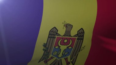 Moldova bayrak direğine rüzgarda, özgürlük'ın ulusal sembolü sallayarak bayrak