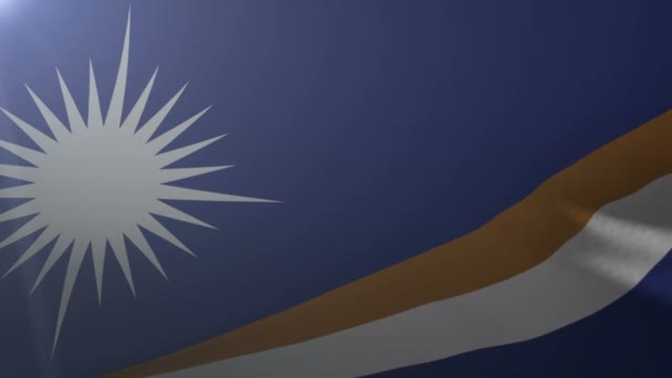 Vlajka Marshallových ostrovů na stožáru ve větru, národní symbol svobody — Stock video