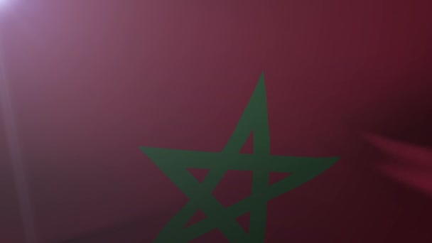 Bandeira de Marrocos acenando no mastro ao vento, símbolo nacional da liberdade — Vídeo de Stock